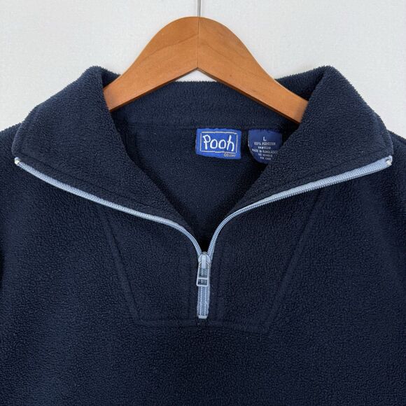 Disney Tigger Pooh Fleece Jacket Navy Blue Women’s L Half Zip Y2K Vintage - Picture 3 of 10